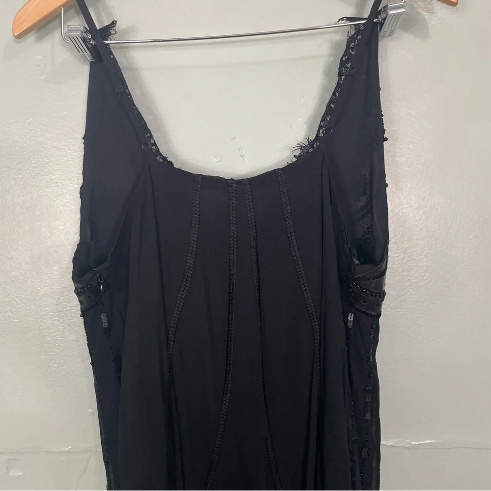Free People Blooms At Night Mini Dress‎ Sequence Beaded Women Sz XS Black Lined